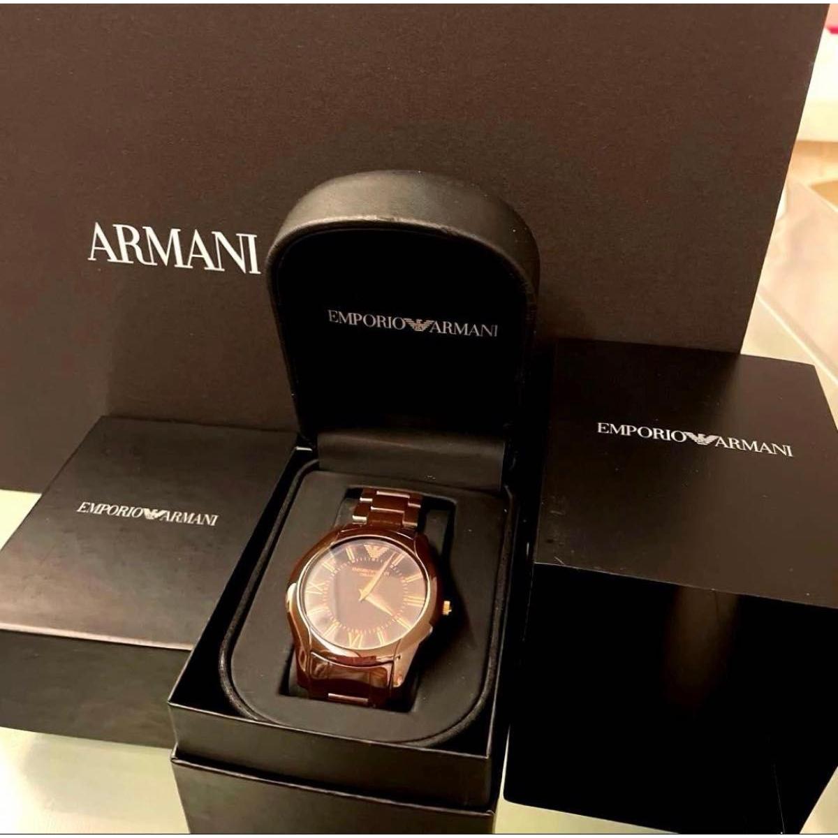 Used [EMPORIO ARMANI] Ceramic watch brown rare item dead battery