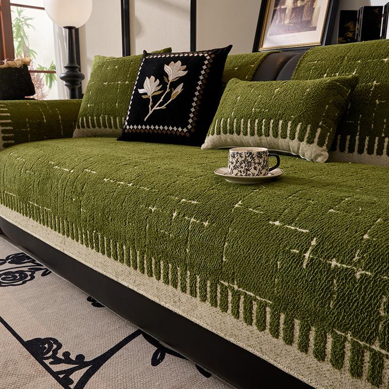 New Half-Edge Velvet Sofa Cushion, Light Luxury Style, Non-Slip And Dirt-Resistant Seat Cushion, Advanced Sofa Cover, Autumn And Winter Sofa Cover