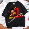 Dragon Ball Goku Children T-shirt Birthday Number Child Short Sleeve Top Fashion Tee Boys Cartoon Anime Cute Kids Clothes Gifts