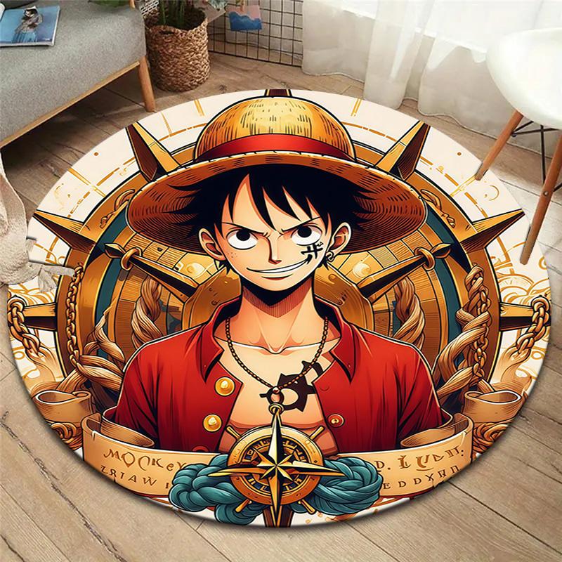 One Piece Monkey D Luffy Round Area Rug Carpet Rug For Living Room Bedroom Sofa Playroom Decor Nonslip Floor Mat