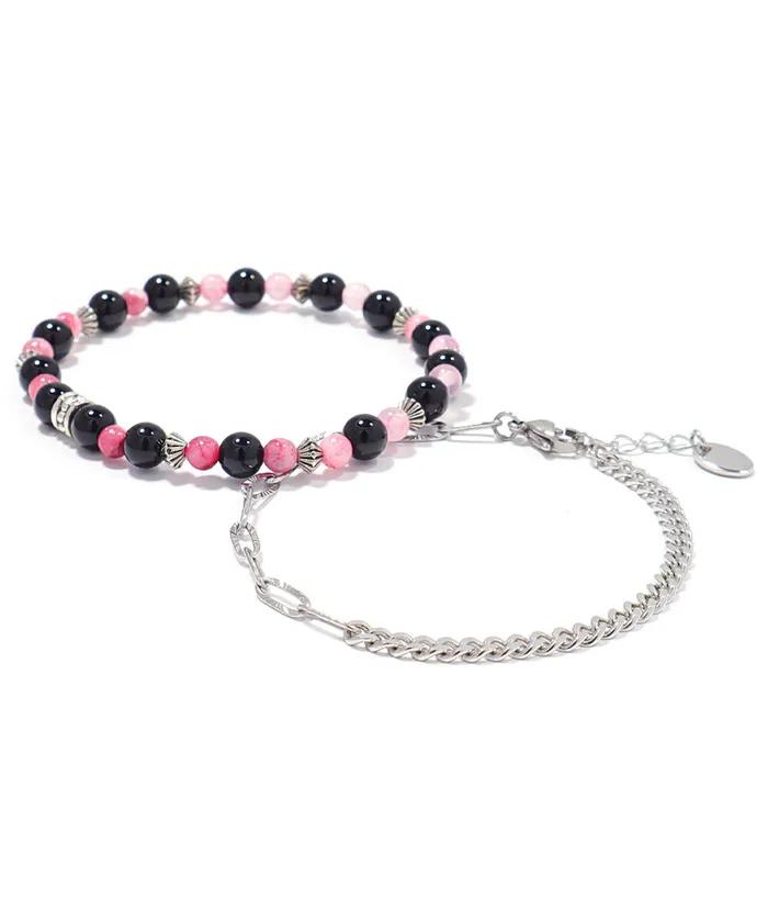 Line Point Double 1098 H Black Hair Pink 1386 Bracelet Set (C2601-SE467_PK)