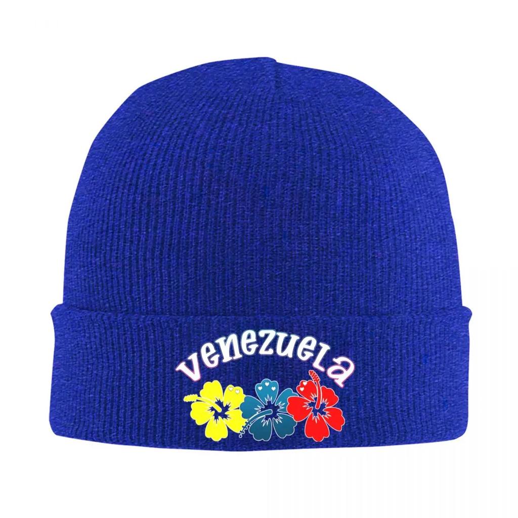 Venezuela Hibiscus Flag Bonnet Hats Knit Hat Men Women Trendy Elastic Beanie Hats Winter Outdoor Sport Printed Cap