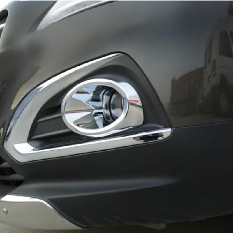 2pcs ABS Chrome Front Head Fog Light Lamp Cover Trim Frame Hoods Stick Part for Peugeot 3008 2013 2014 2015 2016 Accessories