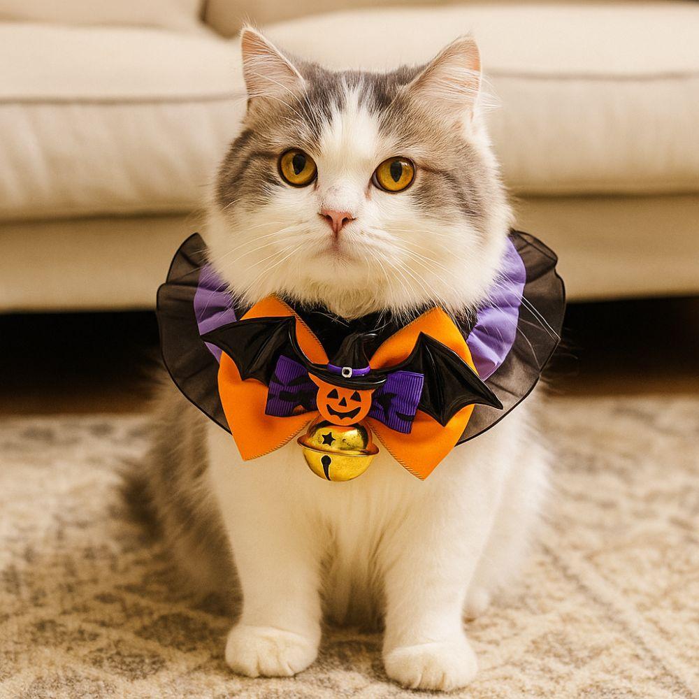 Soft Puppy Bat Bow Tie Lace Cat Cosplay Bow Tie Dog Pumpkin Bow Collar for Cats and Dogs