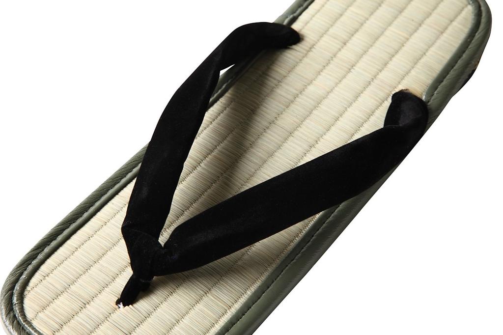 Edoten Geta Tire Igusa Made In Black Size LL Sandals, Soles, Grass, Japan, Straps,