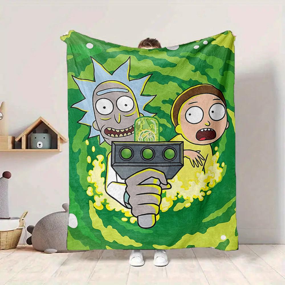 1pc Rick and Morty Blanket Lightweight Flannel Throw For Sofa, Bed, Travel, Camping, Livingroom, Office, Couch, Chair, And Bed