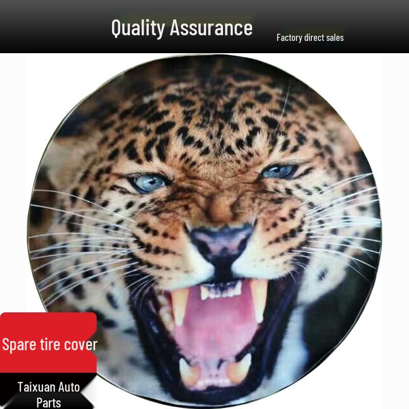 Univerzální kryt rezervního kola z umělé kůže s motivy medvěda, sněžného vlka a leoparda pro SUV