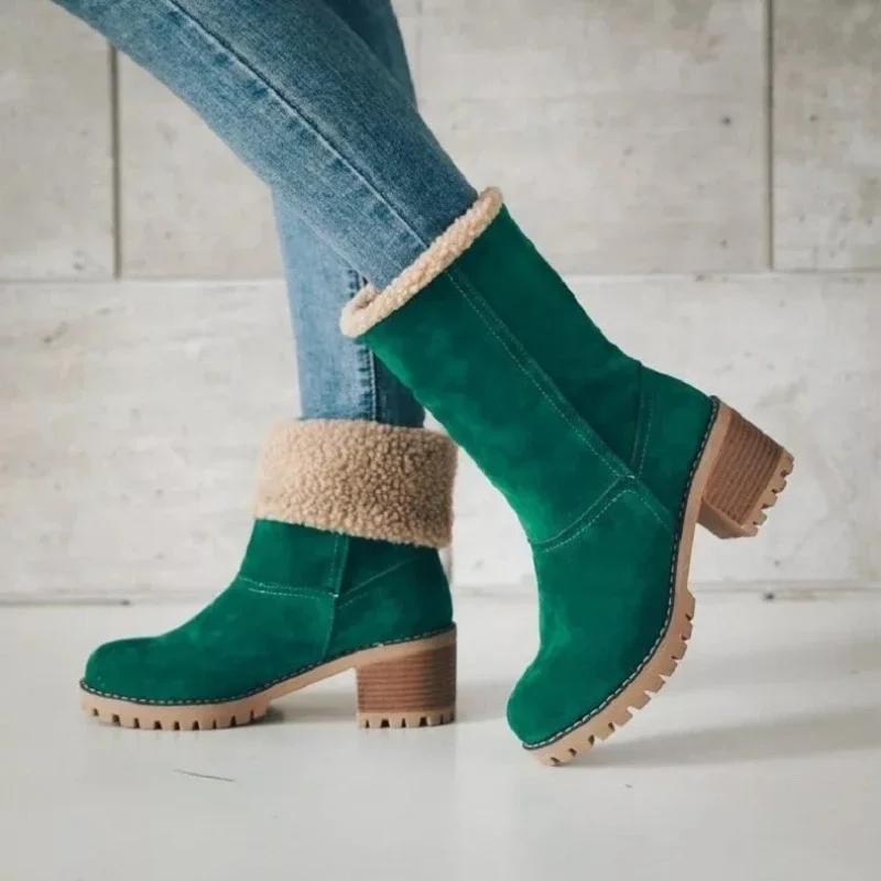 Trend 2025 Womens Mid Calf Snow Boots Wedge Heel Quality Comfortable and Elegant  Half High Shoes for WomenWinter Footwear Sale