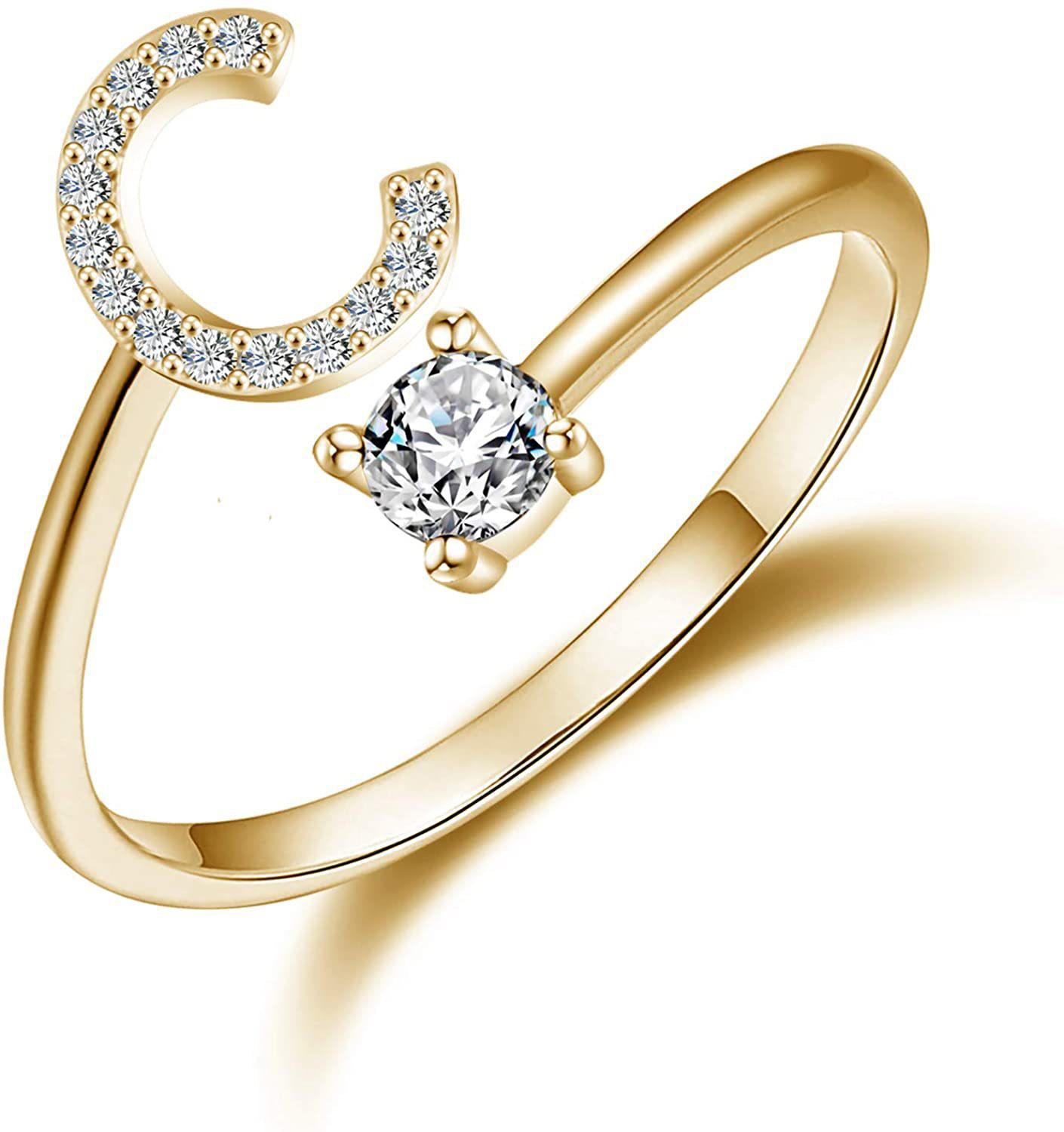 Регулируемое женское креативное разомкнутое кольцо с 26 буквами