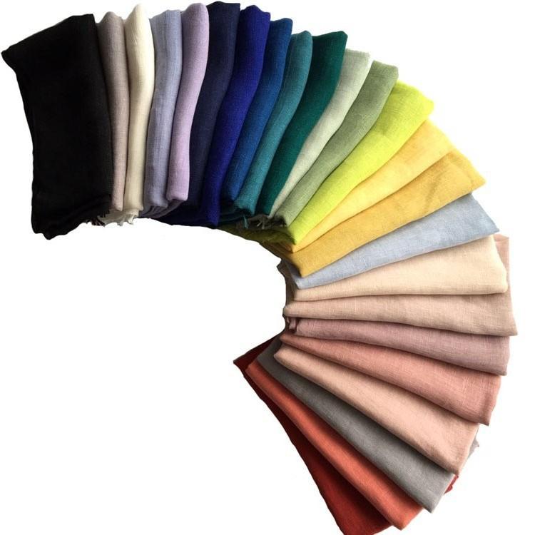 Japanese Fashion Pure Linen Scarf Solid Color Four Seasons Available Shawl Sunshade Fashion Women Silk Scarf Direct Supply