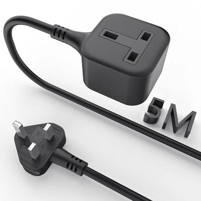 1/2/5m Britisches Standard-Verlängerungskabel, UK Strom-Verlängerungskabel Einzelsteckdose 13A 3250W 3-Pin-Stecker für Heim-PC