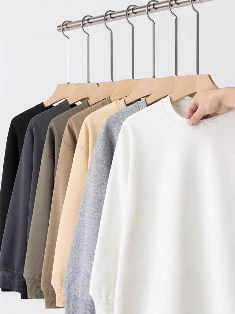 Men's Autumn Retro Casual Plain Round Neck Hoodie