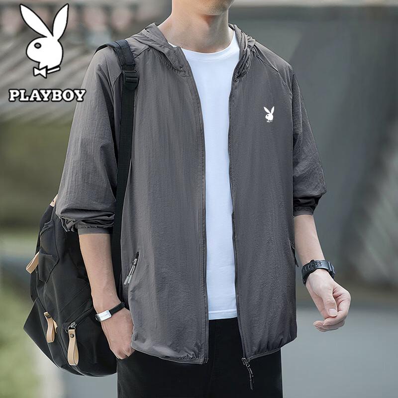 PLAYBOY Men s Summer Lightweight Hooded UV Protection Jacket S
