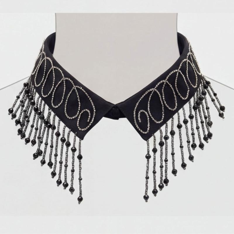 Elegant Beadwork Fringe Detachable Collar Fashion Accessory For Women And Girls Stylish Neckpiece Decorative Neckwear