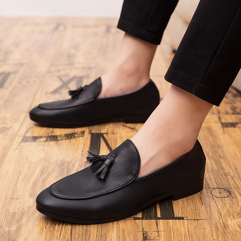 New Men Genuine Leather Pointed Toe Dress Shoe Business Shoes Men's Leather Super Soft Surface Soft Sole Foot Lazy Leather Shoes