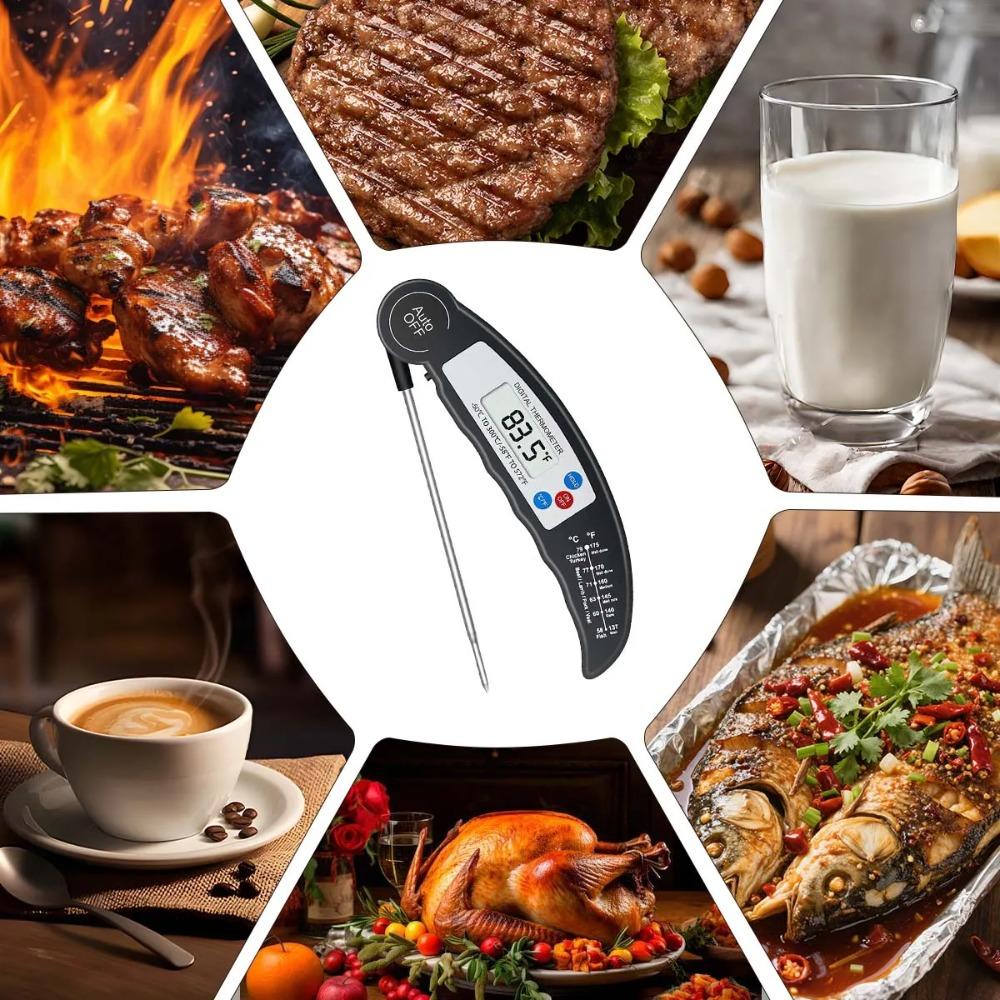 Kitchen Food Thermometer Foldable Probe BBQ Grill Oven Temperature Measurement Tool, Suitable for Meat Water Milk Cooking