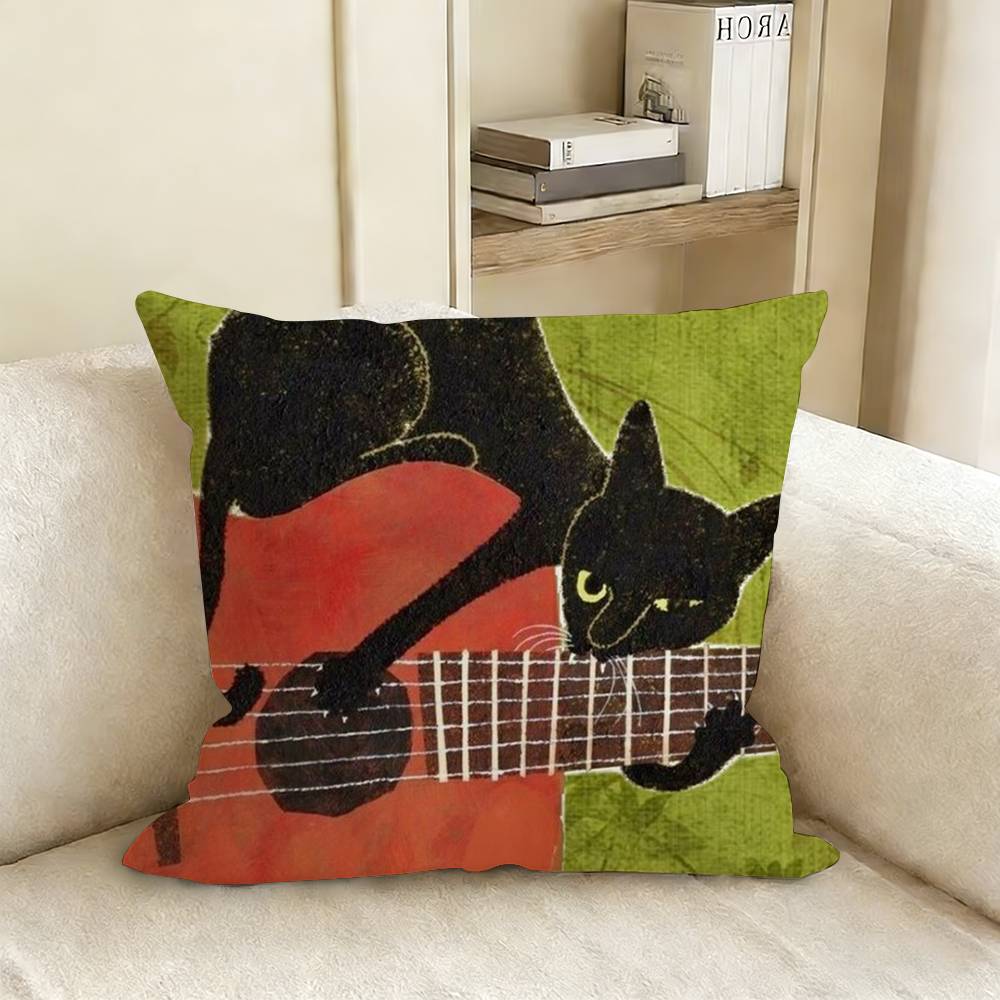 Funny Artistic Cat Painting Pillow Cover Sofa Cushion Cover Home Room Decoration Children Gift