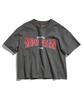 Peullukeu Crop World Mountain Embroidered Logo Pigment Short Sleeve T-Shirt Dark Grey Fst741C
