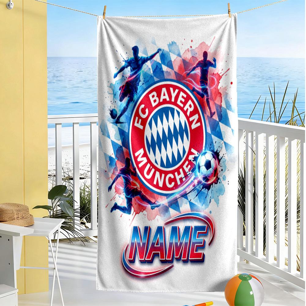 Bayern Munich Fan Gear Personalized Text Beach Towel Super Soft Microfiber Quickdry Fabric Perfect for Traveling Yoga Camping and Swimming
