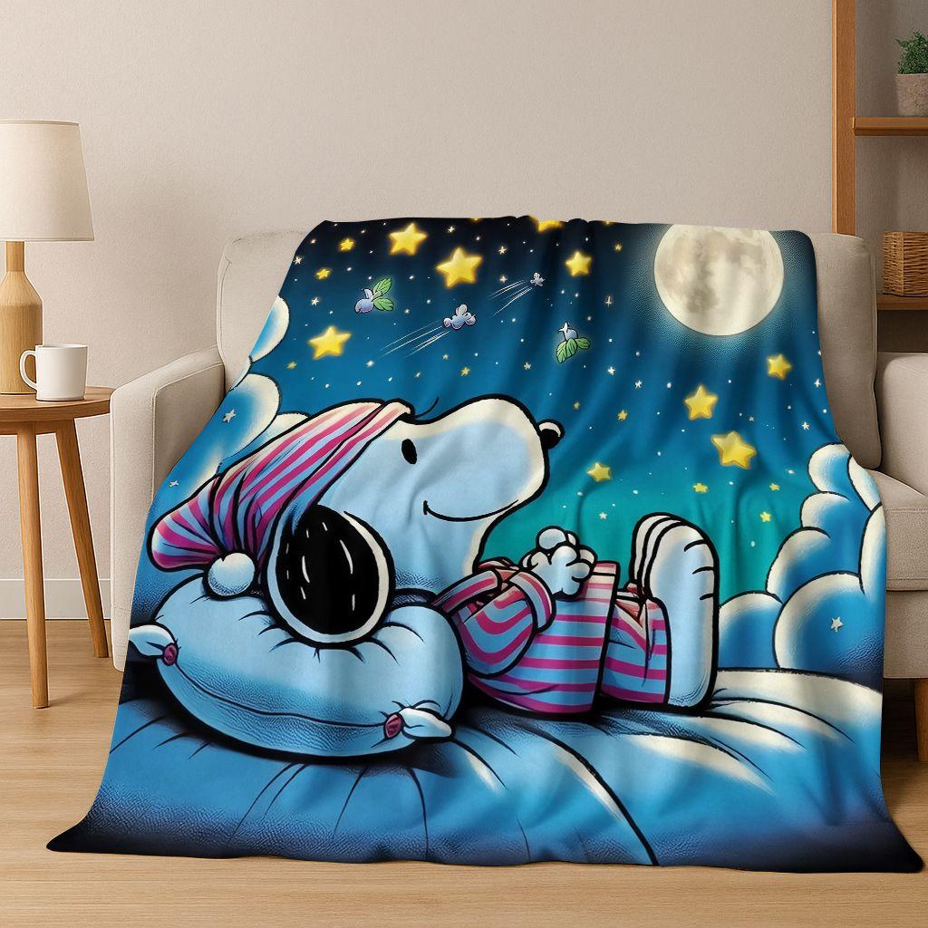 3D Cute Snoopy Dog Peanuts Art Cartoon Flannel Blanket,Cozy Soft Throw Blanket for Home Bedroom Bed Sofa Picnic Cover Gift Kids