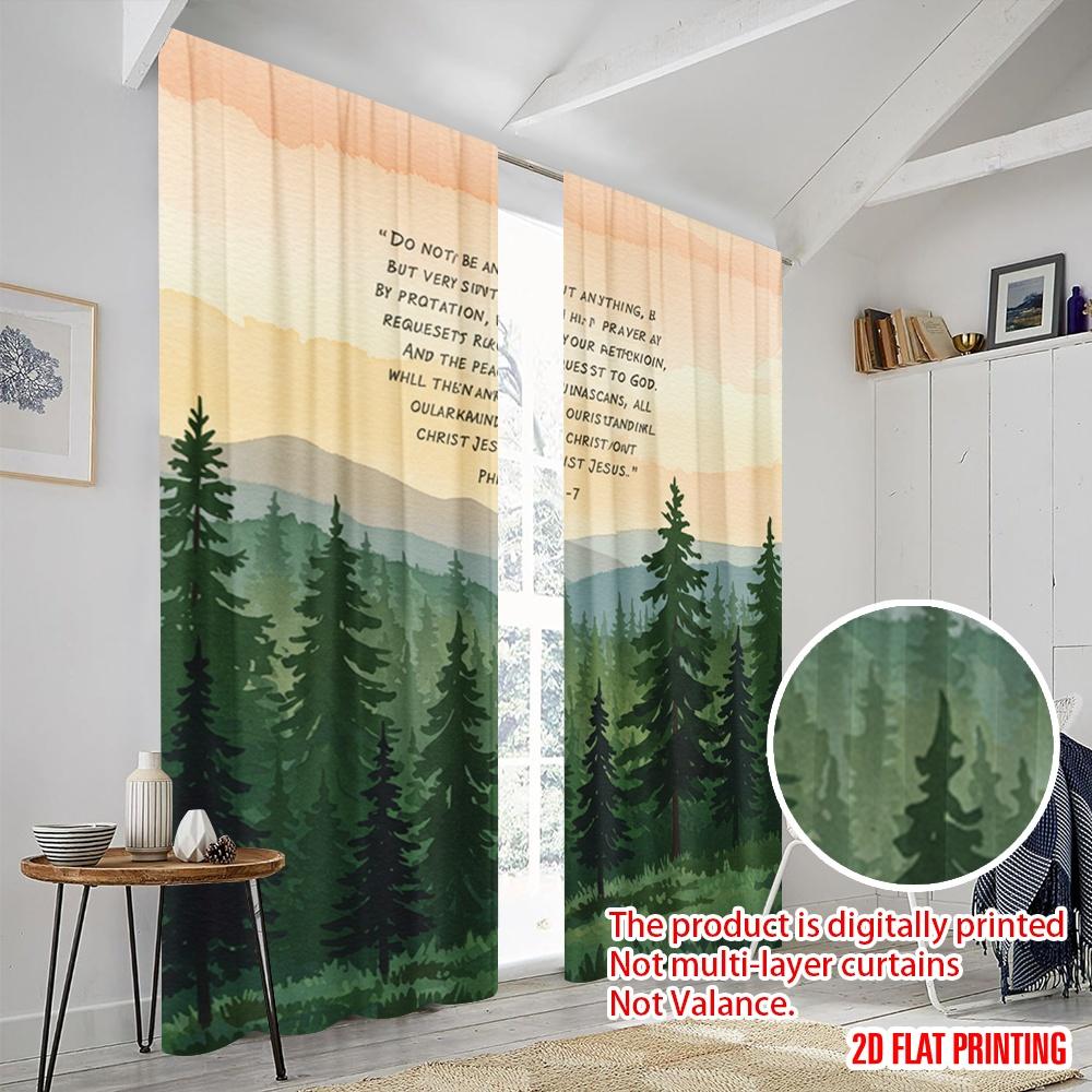 2pcs 2D Flat Printing Drapes Philippians 4 6-7 Peace Greeting Polyester Without Electricity Birthday Party Use for Decorations