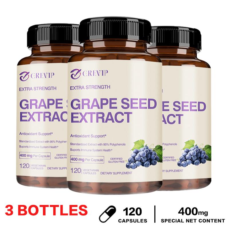 CREVIP High-Content Grape Seed Extract Capsules, Proanthocyanidins, Antioxidant, Suitable for Both Men and Women