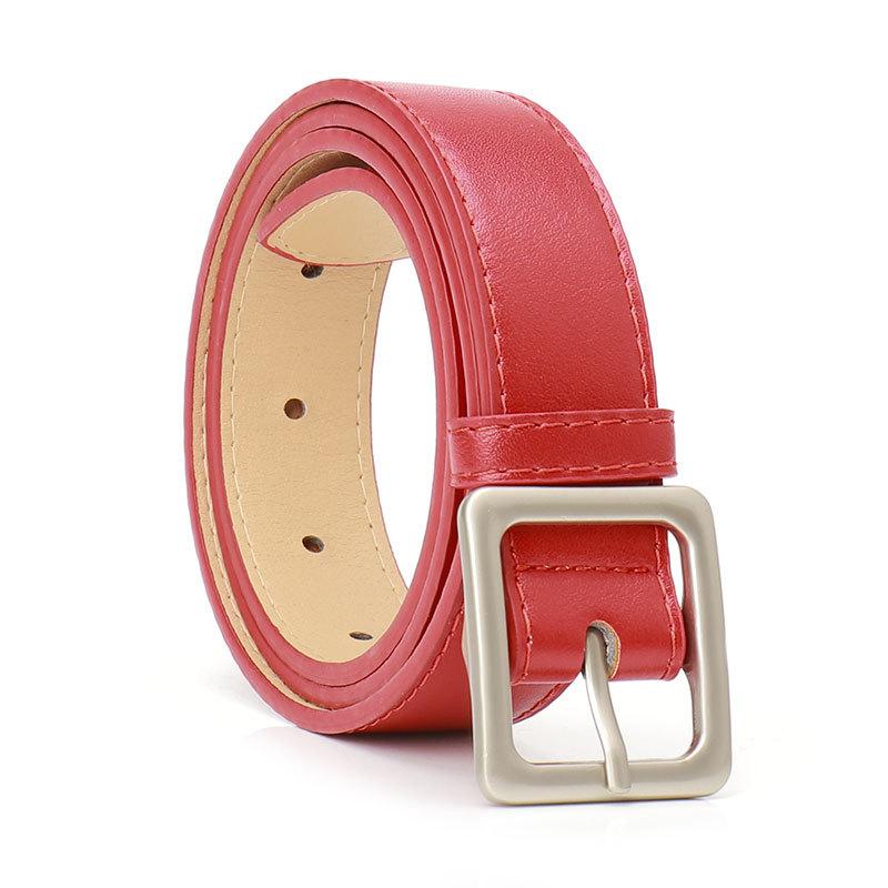 Simple Casual Square Buckle Women S Belt Wind Dress Decorative Jeans Belt Women красный