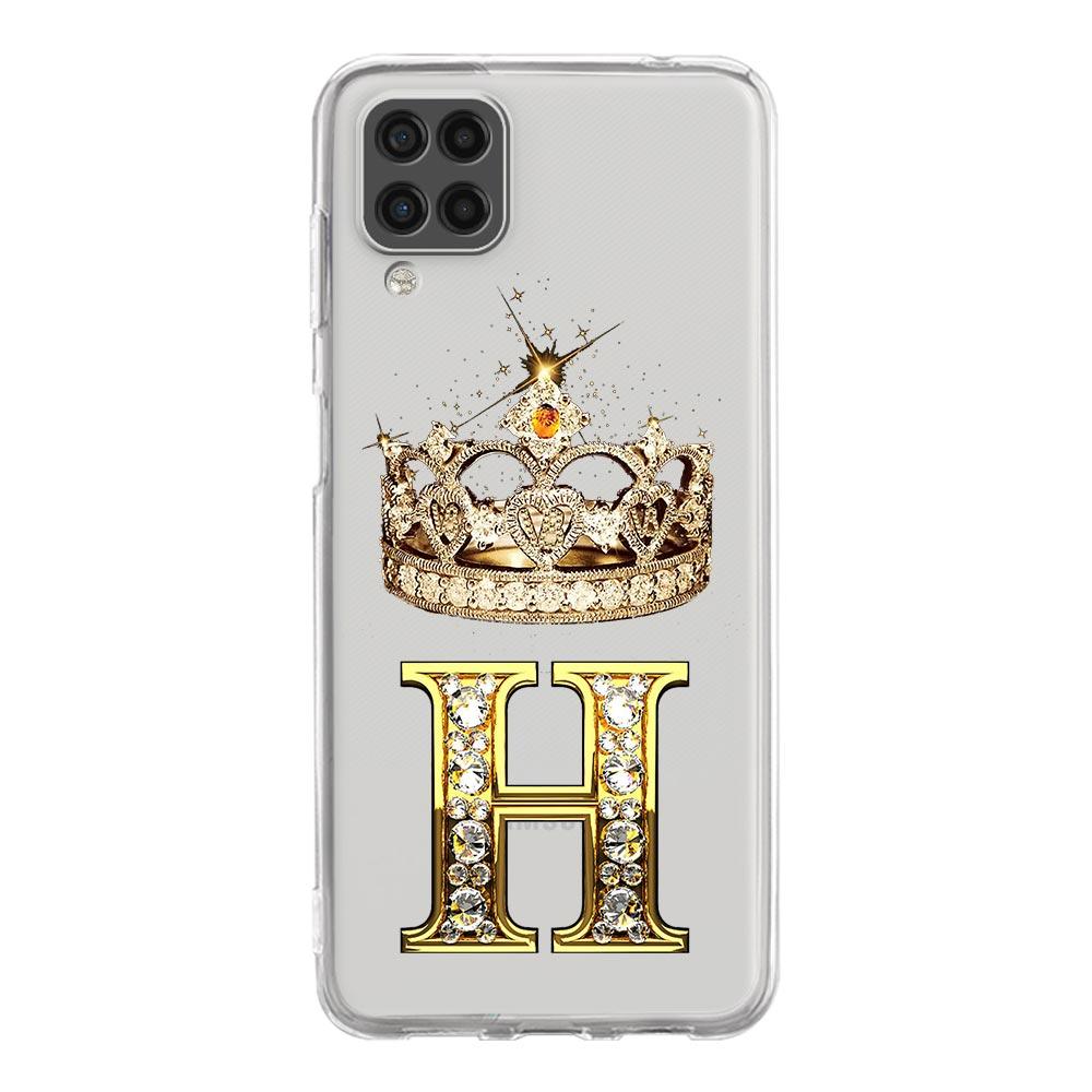 Phone Case For Samsung A13 A33 A35 A55 A73 A53 A23 A51 A71 A21S A12 A31 A41 A05s A03S A15 A25 A32 5G Diamond Crown 26 Letters