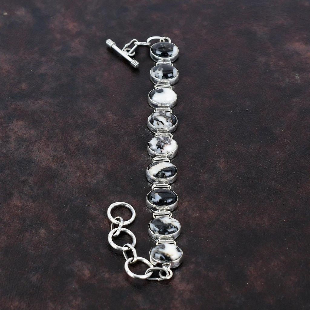 White Buffalo Turquoise Bracelet Natural Gemstone Bracelet 925 Sterling Silver Bracelet Adjustable Chain Bracelet Handmade Elegant Bracelet