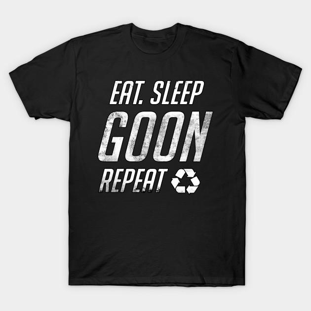

Men Black Print T-shirt Eat Sleep Goon No-Cut Transfer Paper Print Cotton Tshirt 4XL чёрный