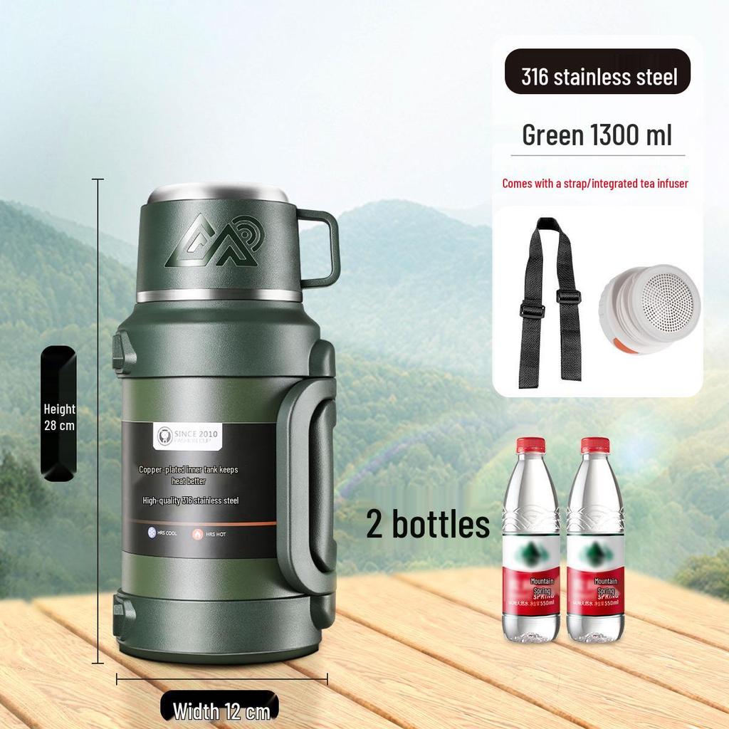 Large Capacity Stainless Steel Insulated Travel Thermos Flask - Portable, Multi-Use Hot Water Kettle