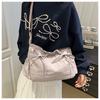 Pleated Bow Knot Tote Bag for Women Cotton Large Capacity Shoulder Crossbody Bag