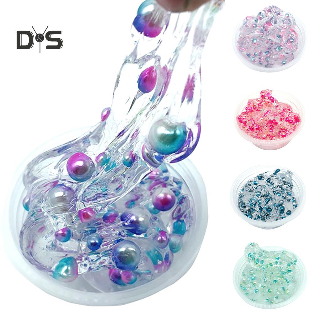 Clear Crystal Slime Multicolor Beads Fluffy Soft Clay Decompression Kids Toy