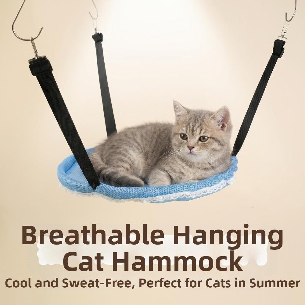 Breathable Mesh Cat Hammock Comfortable Pet Cage Hammock Durable Hanging Cat Bed Cage Accessories