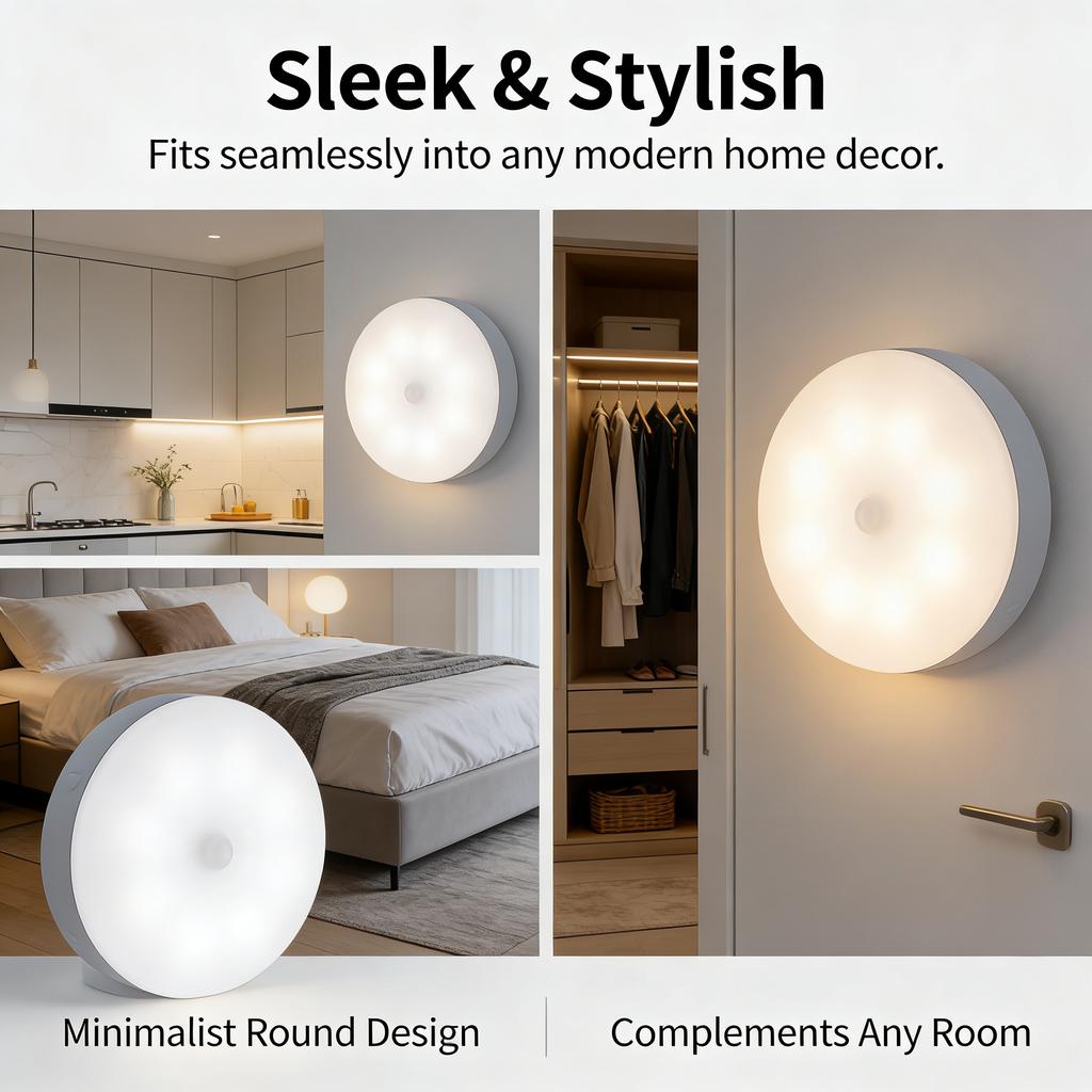 Smart Motion Sensor Night Light Wireless Battery Powered 25s Auto-Off Soft Glow Stick-On Led Night Light For Bedroom