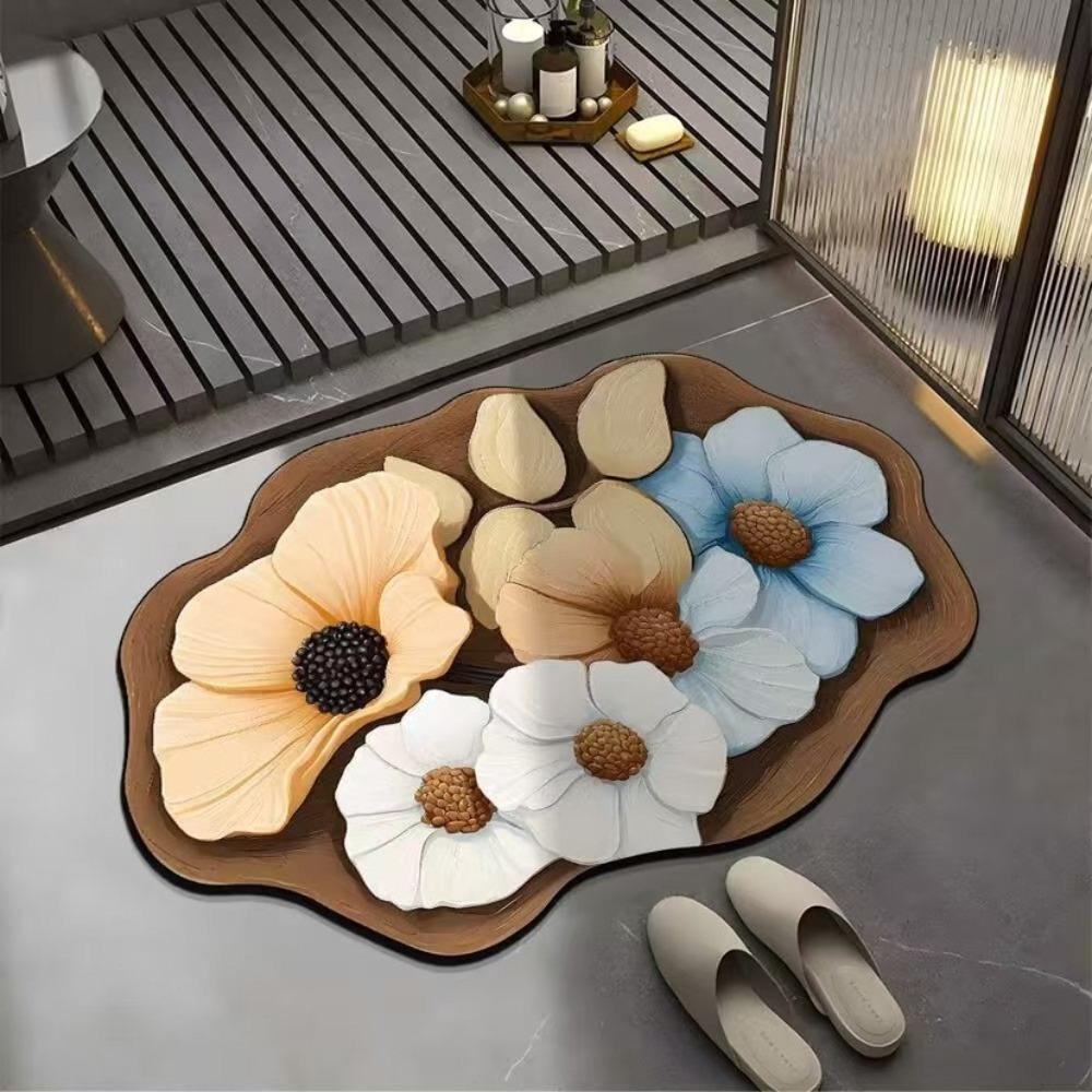 New Visual 3D Flower Carpet Quick-Drying 40x60cm Floor Mat Water Absorbing Door Gasket Home Bathroom Living Room