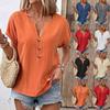 Summer Women's Button V-neck Short-sleeved T-shirt Top Women