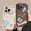 Blue Bowknot Print TPU Soft Case For iPhone 16 Pro Max 15 Pro 14 13 12 11 XR XS 8 7 Lens Protection Matte Shockproof Phone Cover