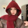 Korean Balaclava hat women's autumn and winter warm ear protection strap knitted hat versatile scarf integrated ear protection hat