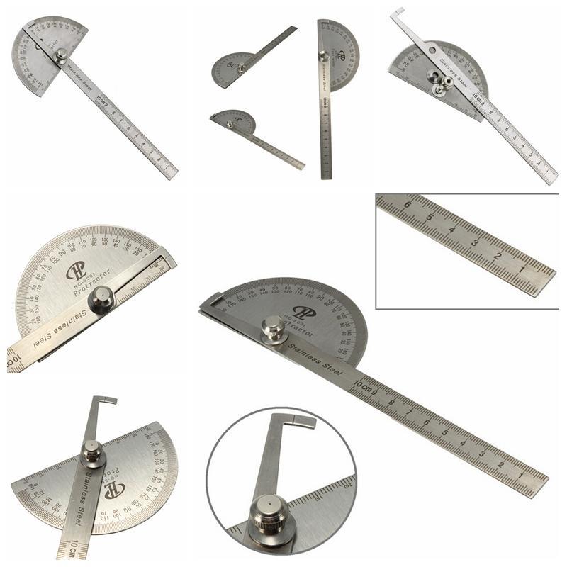 180 Degree Stainless Steel Protractor 100mm Arm Measure Metal Ruler Angle Gauge