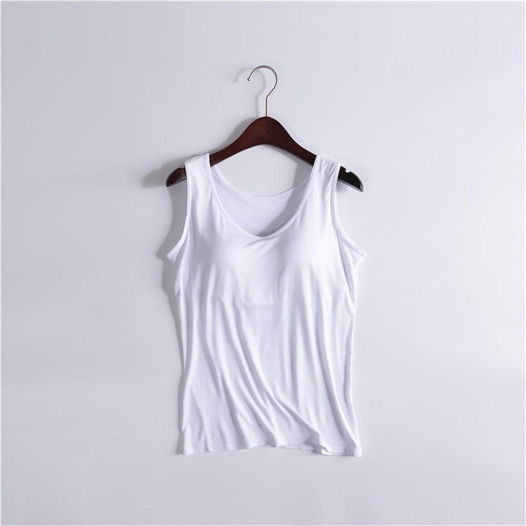 Women's Fashion With Padded Tank Top Without Steel Ring Bra Cups One-Piece Underwear Bottoming Shirt