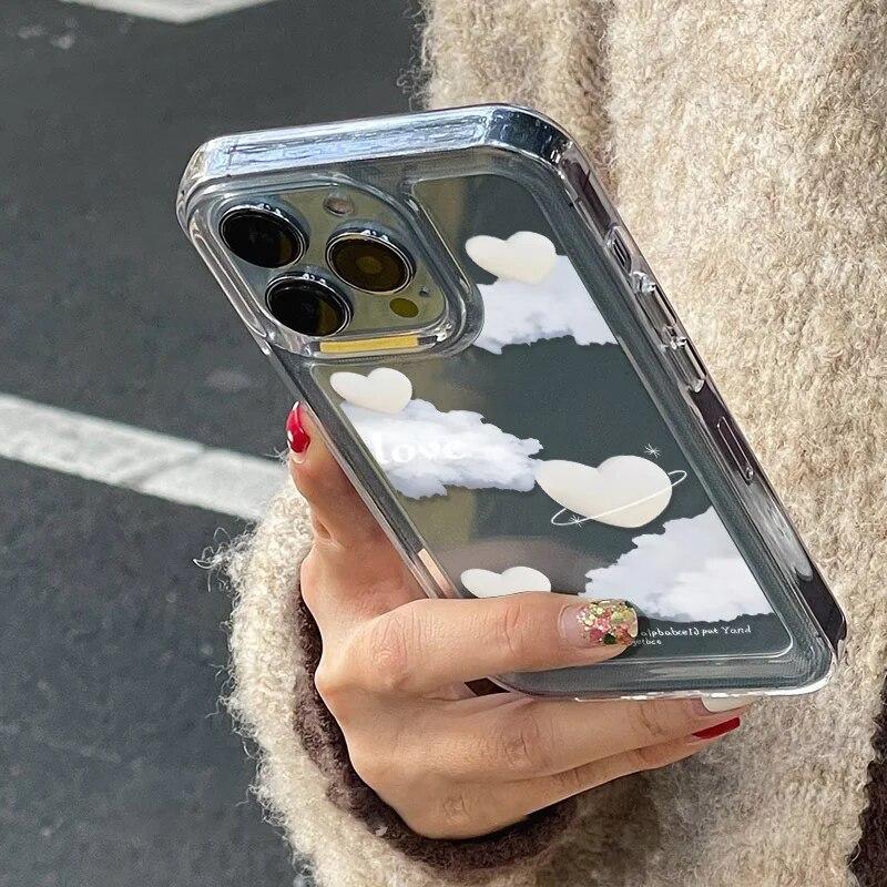 Love Heart Phone Case For iPhone 15 Case iPhone 14 12 13 11 Pro Max 7 8 14 15 Plus XR XS X SE Shockproof Silicone Cloud Cover