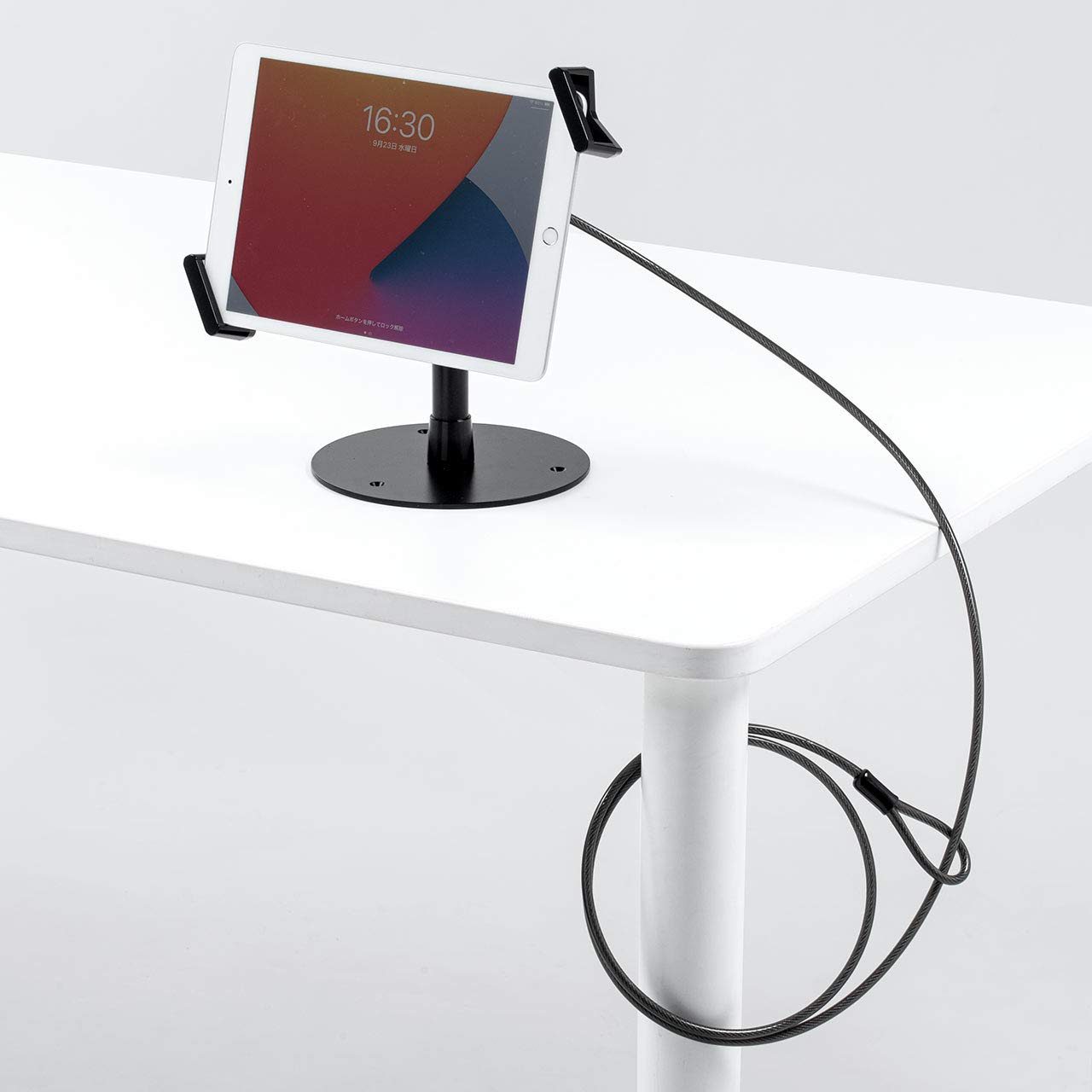 

Sanwa Direct iPad Tablet Security Stand with Security Compatible with inch Tablets with Adjustable Wire, 1.8m, 7-13 Cases, Angle, 200-SL078