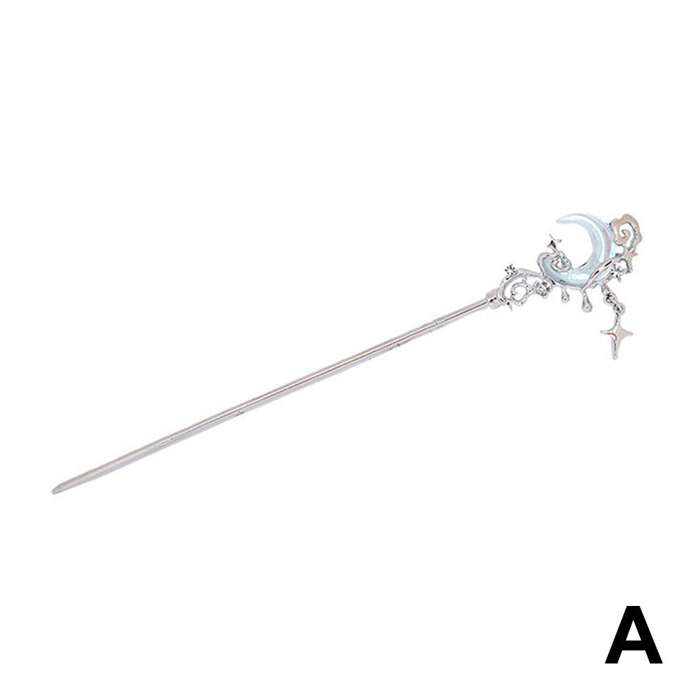 

Винтажные палочки для волос Moonstone Star Moon для женщин, китайские палочки для волос в стиле Cross Disk U8E8 Moon-1pcs