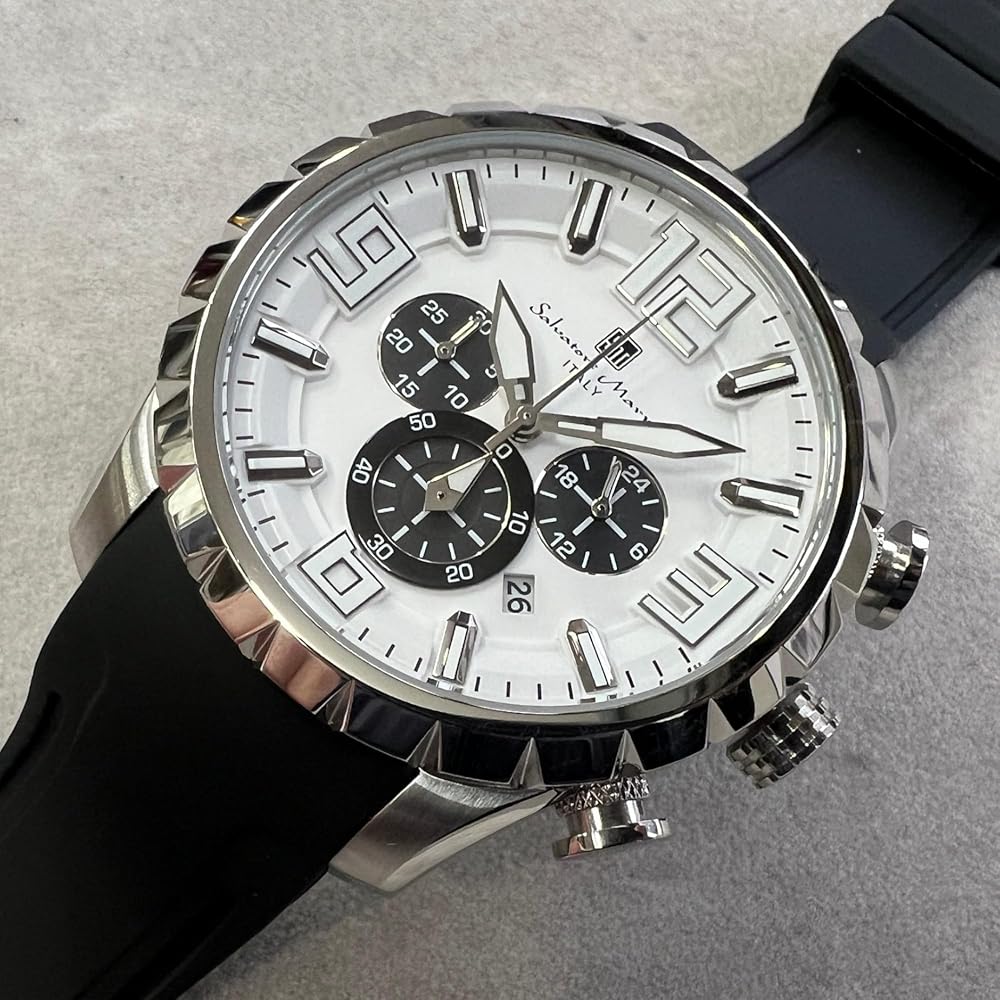 Salvatore Marra Men's Chronograph Analog Quartz Watch White with Cross Accessory