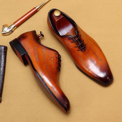 Pantofi noi din piele de vacă cu stratul întâi, pantofi Oxford ascuțiți din piele naturală