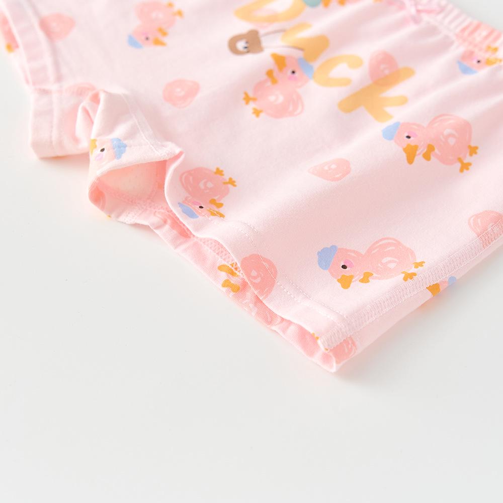 Paissen Bear Pure Cotton Girls' Antibacterial Boxer Briefs - 4-Pack Cartoon Shorts