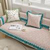 Pastoral Floral Cotton Lace Edge Couch Cushions Comfortable Non Slip Sofa Towel Thickening Versatile Living Room Decoration