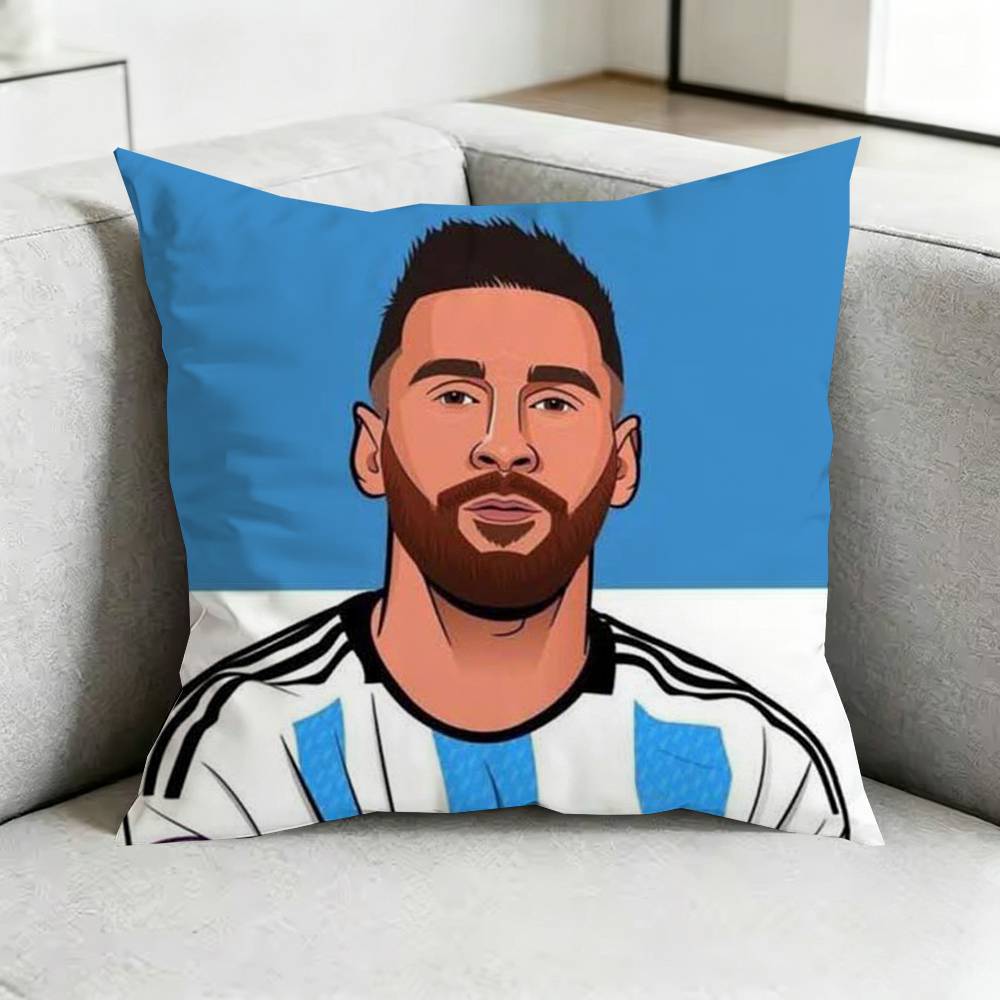 Qversion Cartoon LionelL Messi Pillow Case Square DoubleSided Sofa Cushion Cover Bedroom Bedside Pillow Gift