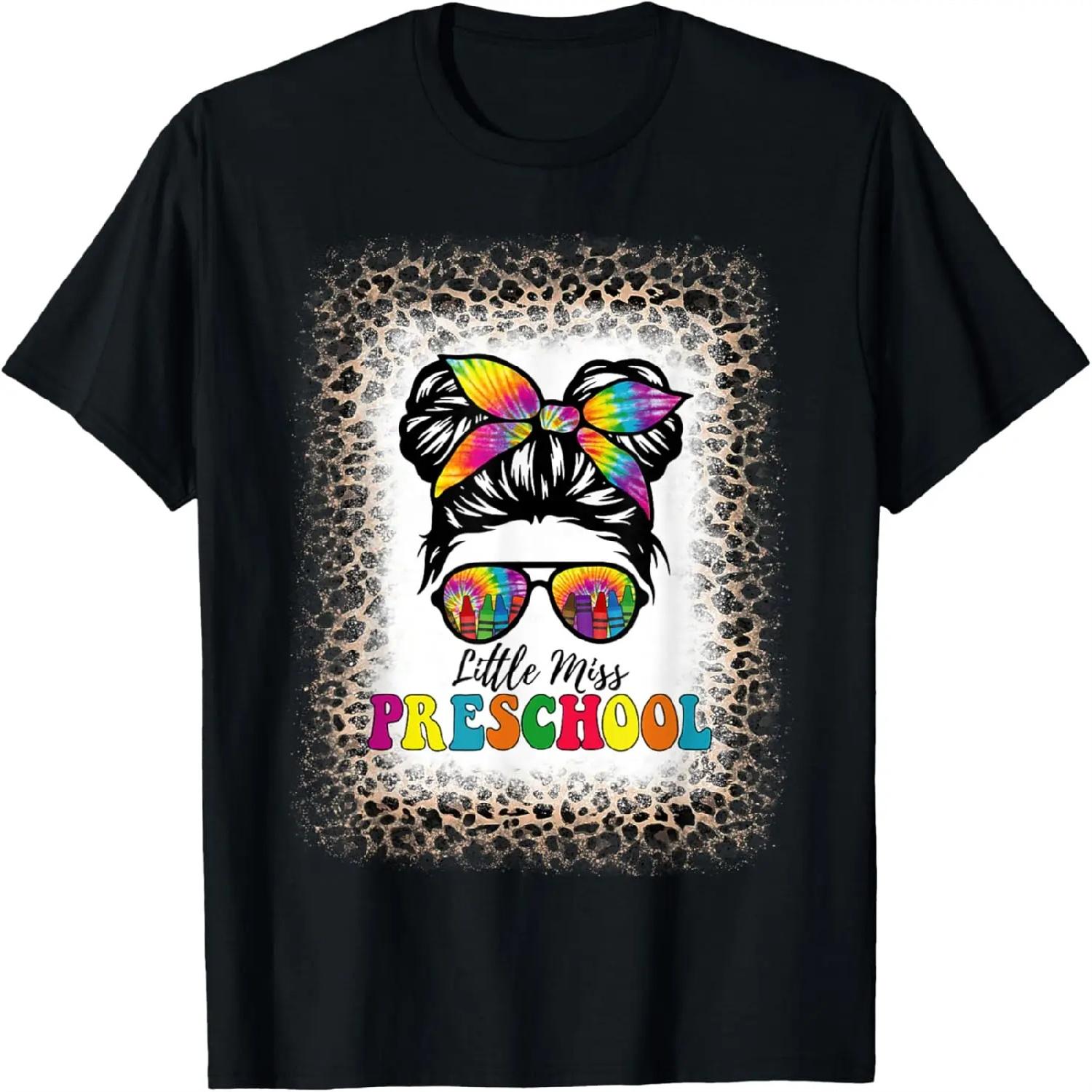 Little Miss Preschool Tie Dye Messy Bun Girl School Leopard T-Shirt XXXXXL разноцветный